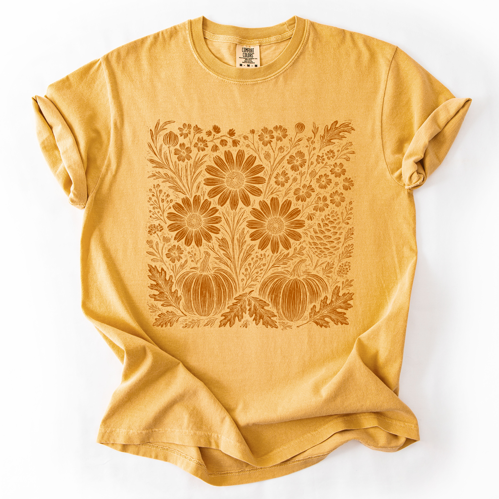Autumn Wildflowers Minimalist Floral Fall Pumpkin Garden Bloom Comfort Colors Tee