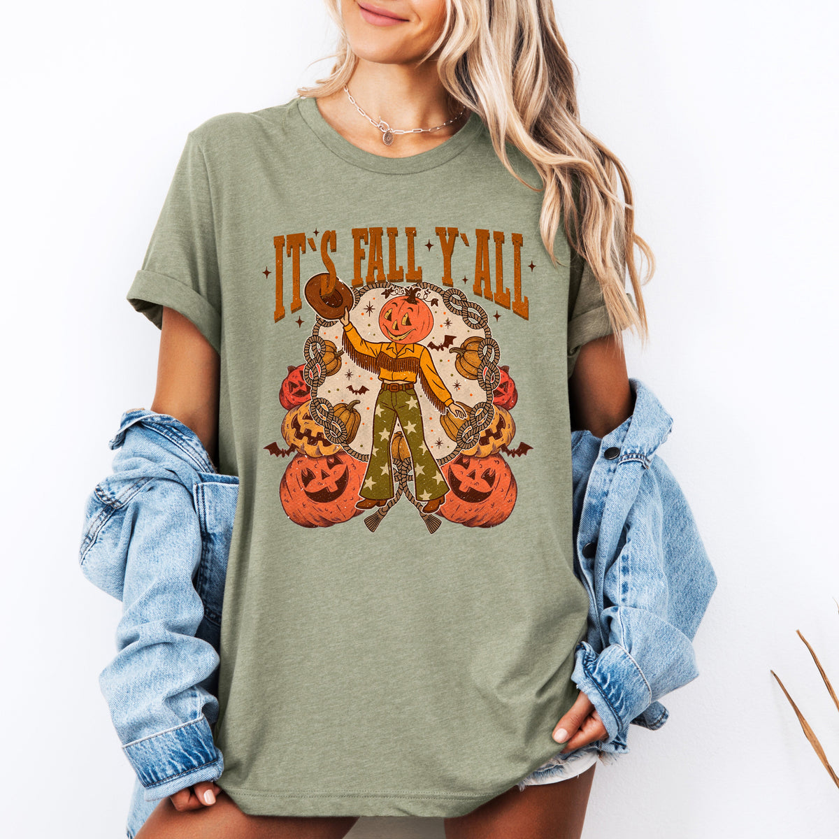 It's Fall Y'all Jack O Lantern Halloween Autumn Seasonal Cozy Soft Cotton Graphic Tee